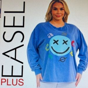 Easel Blue Graphic Sweatshirt